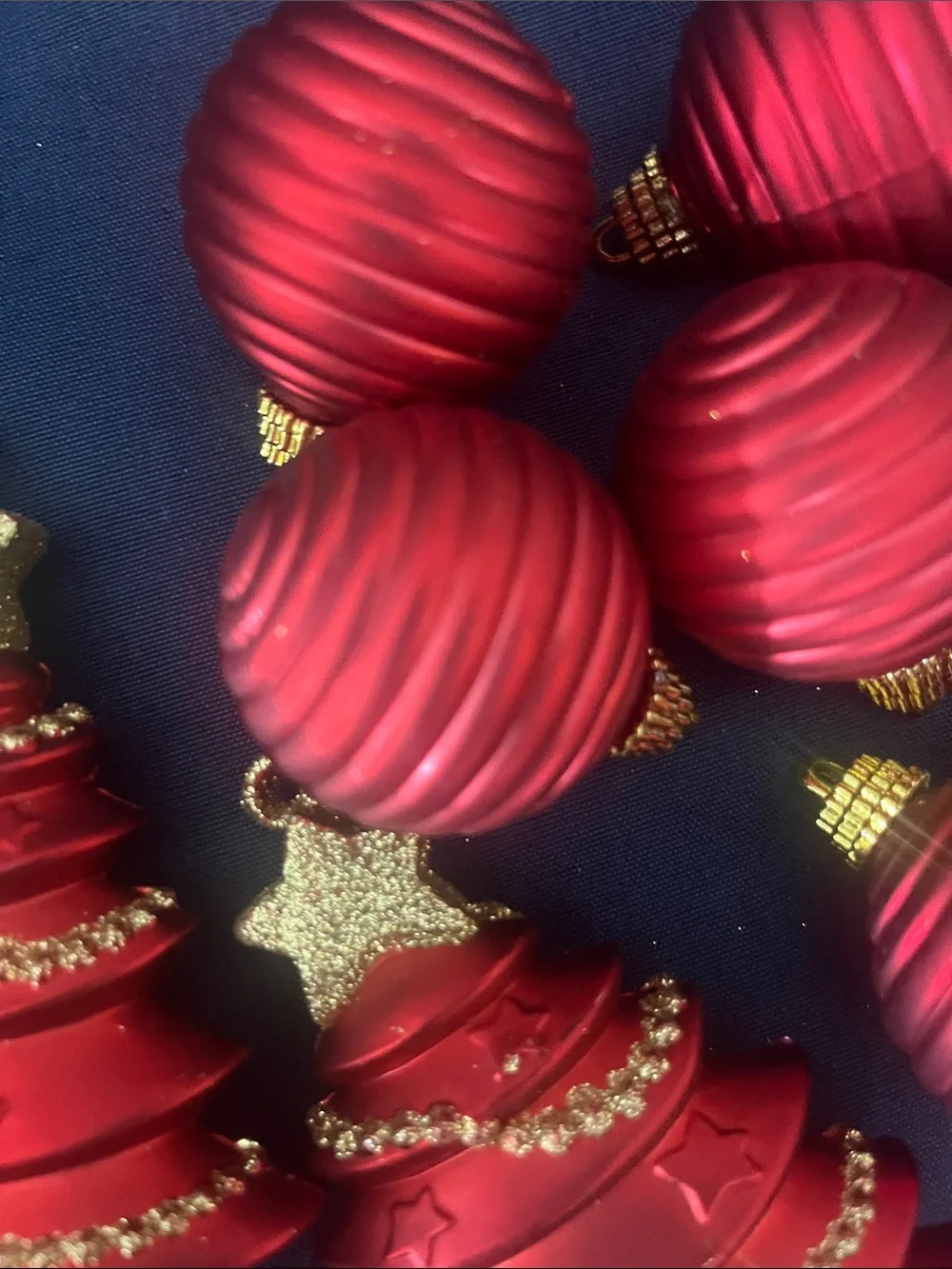 Red & Gold Christmas Tree and Bauble Ornament Set